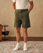 1930s Washed Officer Chino Shorts Olive Earthy Military Inspired