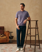 1950s V-Gusset Purple Cotton T-Shirt Relaxed Athletic Style