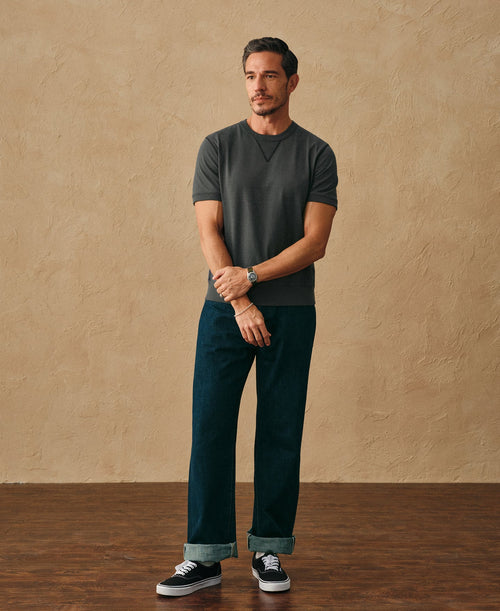 1950s V-Gusset Vintage Black Cotton T-Shirt Workwear Inspired