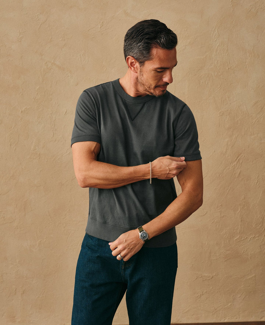1950s V-Gusset Vintage Black Cotton T-Shirt Workwear Inspired