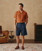 Relaxed Double-Pleated Hemp-Cotton Shorts Vintage Workwear