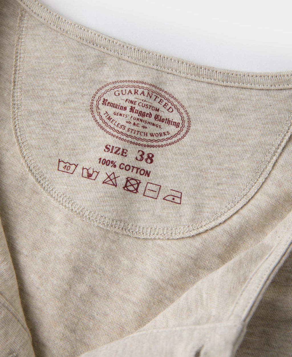 1940s Slub Cotton Henley Pocket T-Shirt Oats Warm Neutral