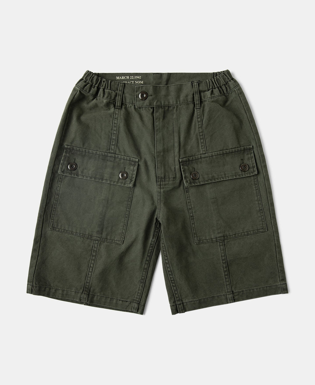 Washed Twill Cargo Shorts Khaki Relaxed Fit Multi Pocket