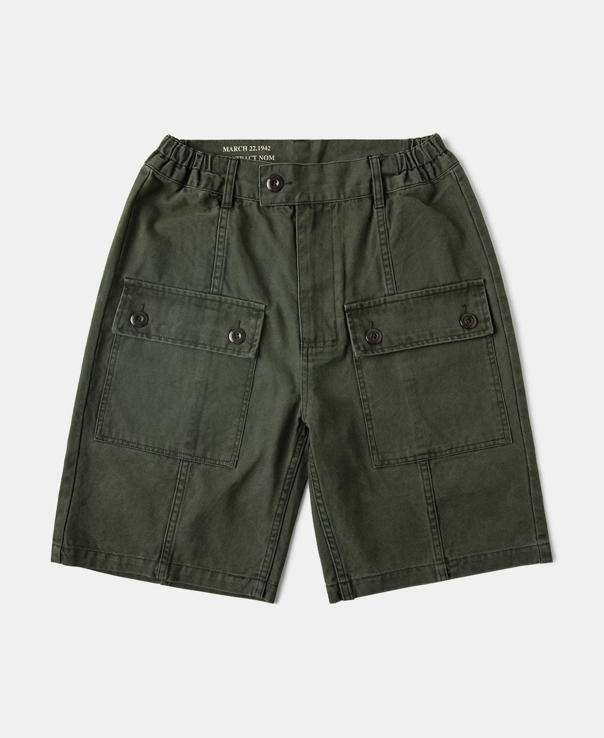 Washed Twill Cargo Shorts Khaki Relaxed Fit Multi Pocket