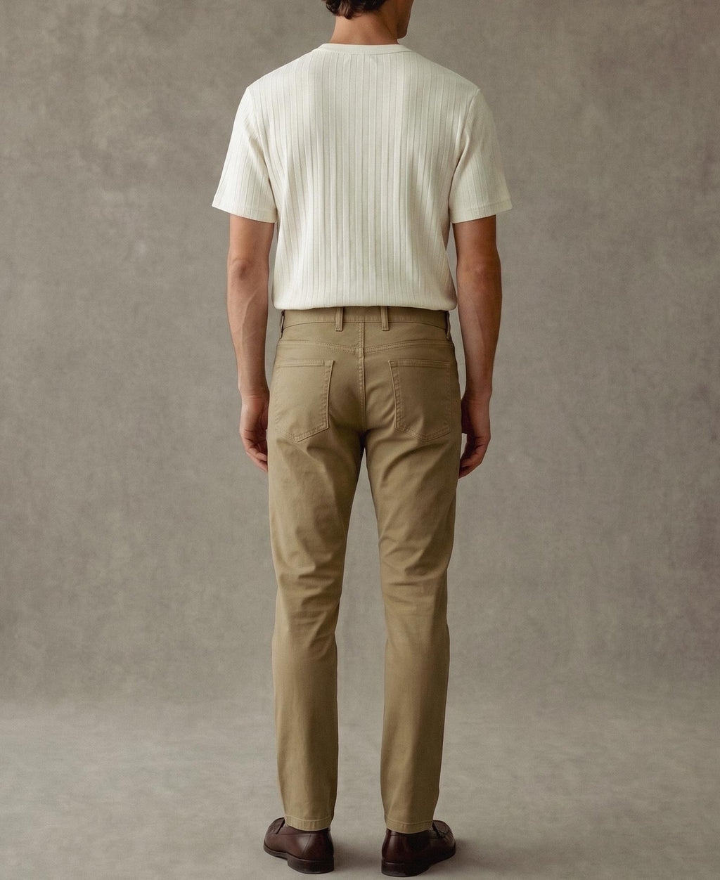 Heavyweight Ribbed Cotton Pocket T-Shirt Oatmeal White Structured
