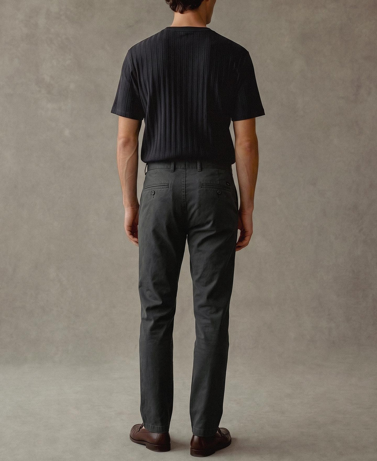 Heavyweight Ribbed Cotton Pocket T-Shirt Vintage Black Worn