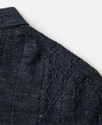 Jacquard Melange Yarn Polo Shirt Navy Short Sleeve