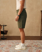 1930s Washed Officer Chino Shorts Olive Earthy Military Inspired