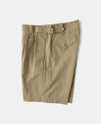 Cotton Linen Military Shorts Khaki Heritage Relaxed