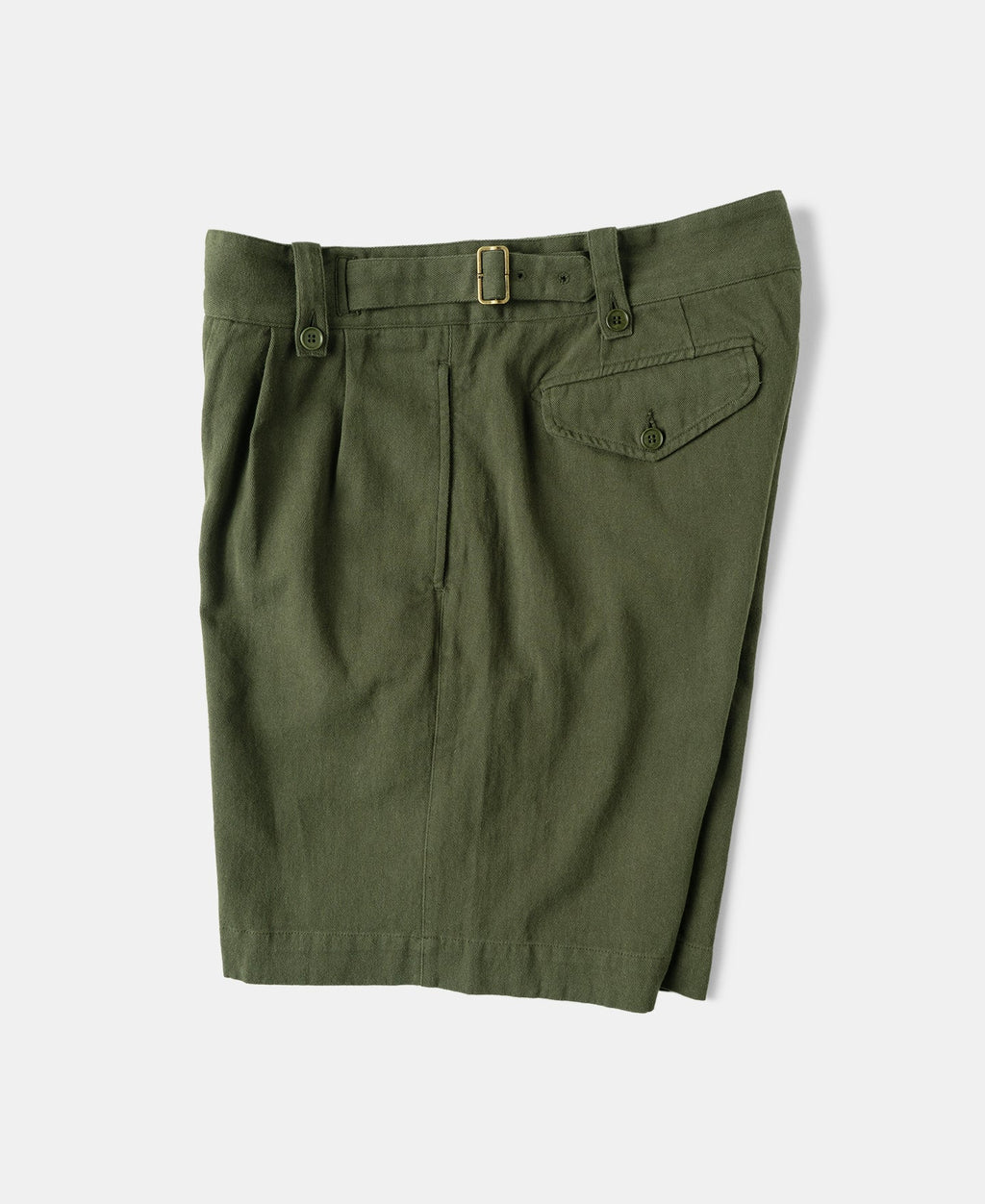 Cotton Linen Military Shorts Olive Earthy Heritage