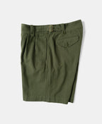 Cotton Linen Military Shorts Olive Earthy Heritage