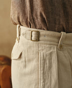 Cotton Linen Military Shorts Natural Undyed Breathable Casual